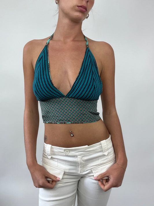 PALM BEACH DROP | small blue reversible halterneck top