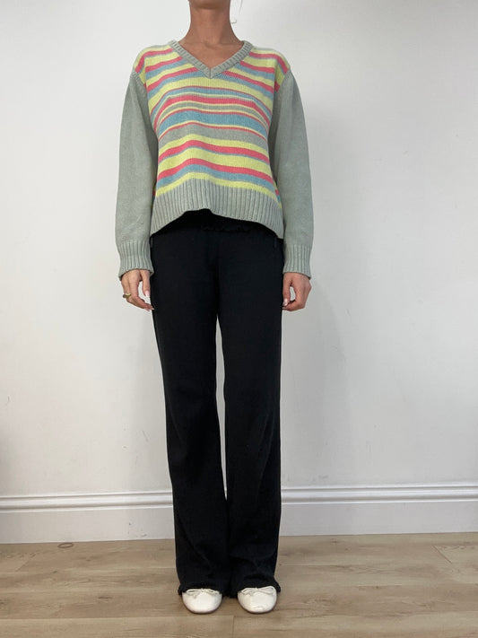 BEST PICKS | medium multicoloured striped v neck jumper