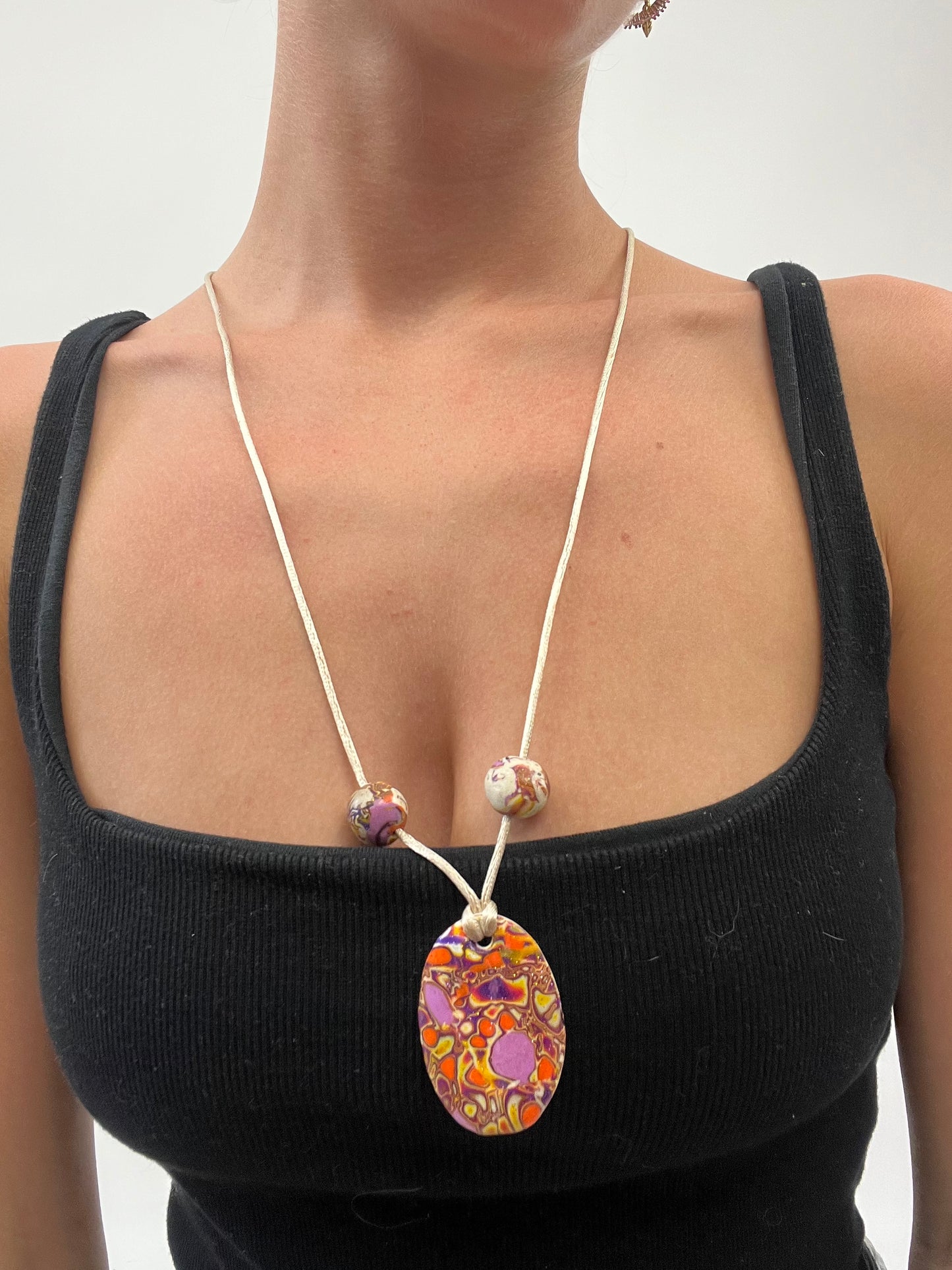 PALM BEACH DROP | orange and purple necklace with beaded strap