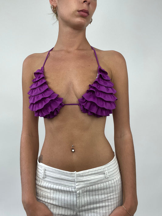 PALM BEACH DROP | small purple ruffle bikini top