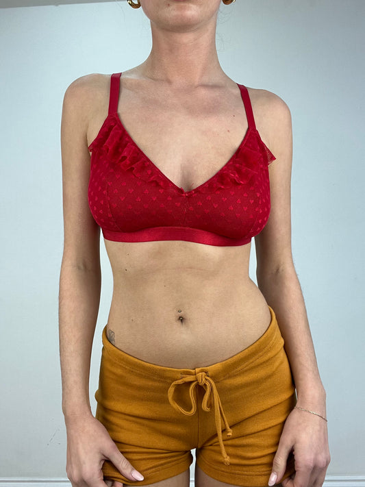 vintage edit: date night | large red lace heart bra