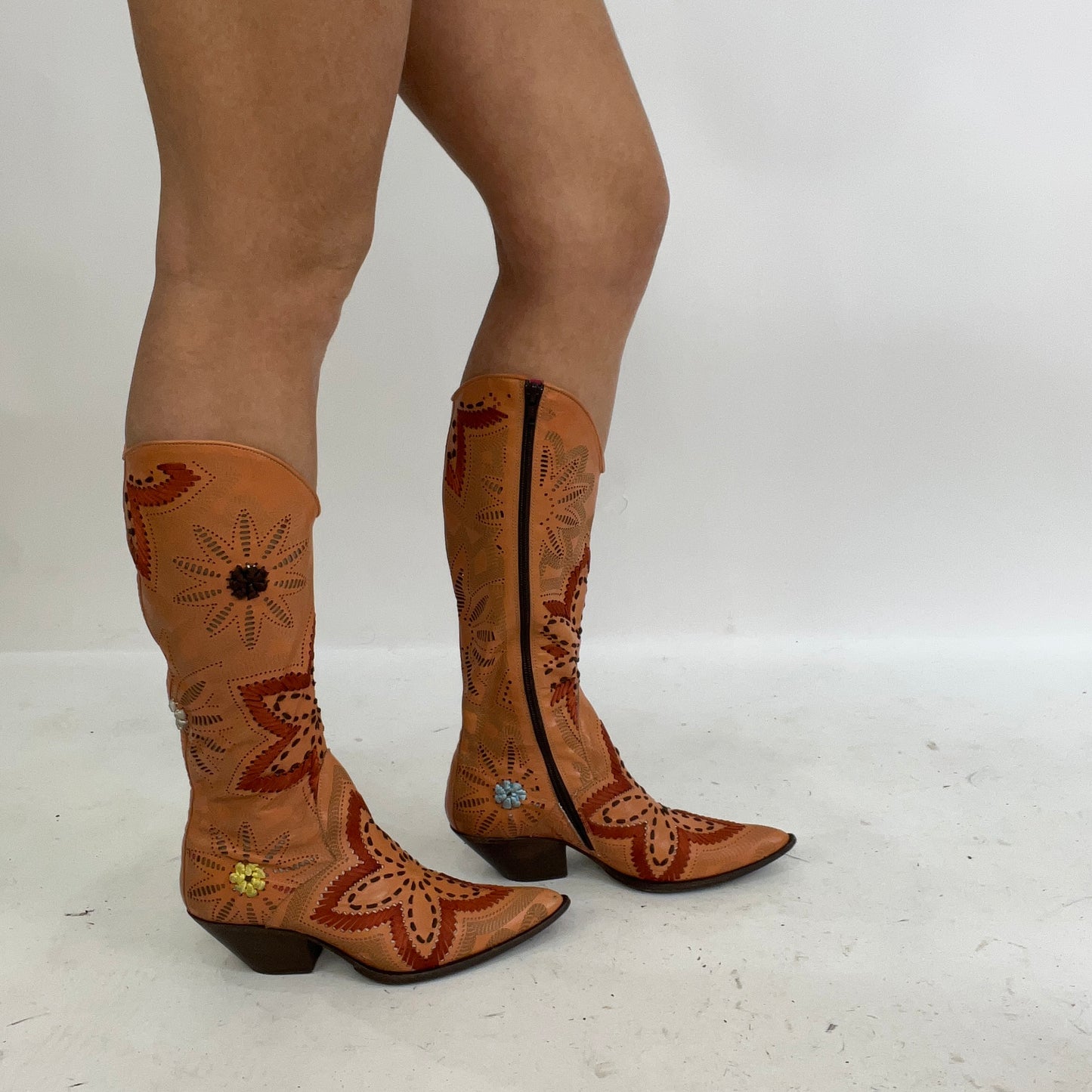 💻⭐️DROP 1 | orange embroidered cowboy boots - uk 3 1/2