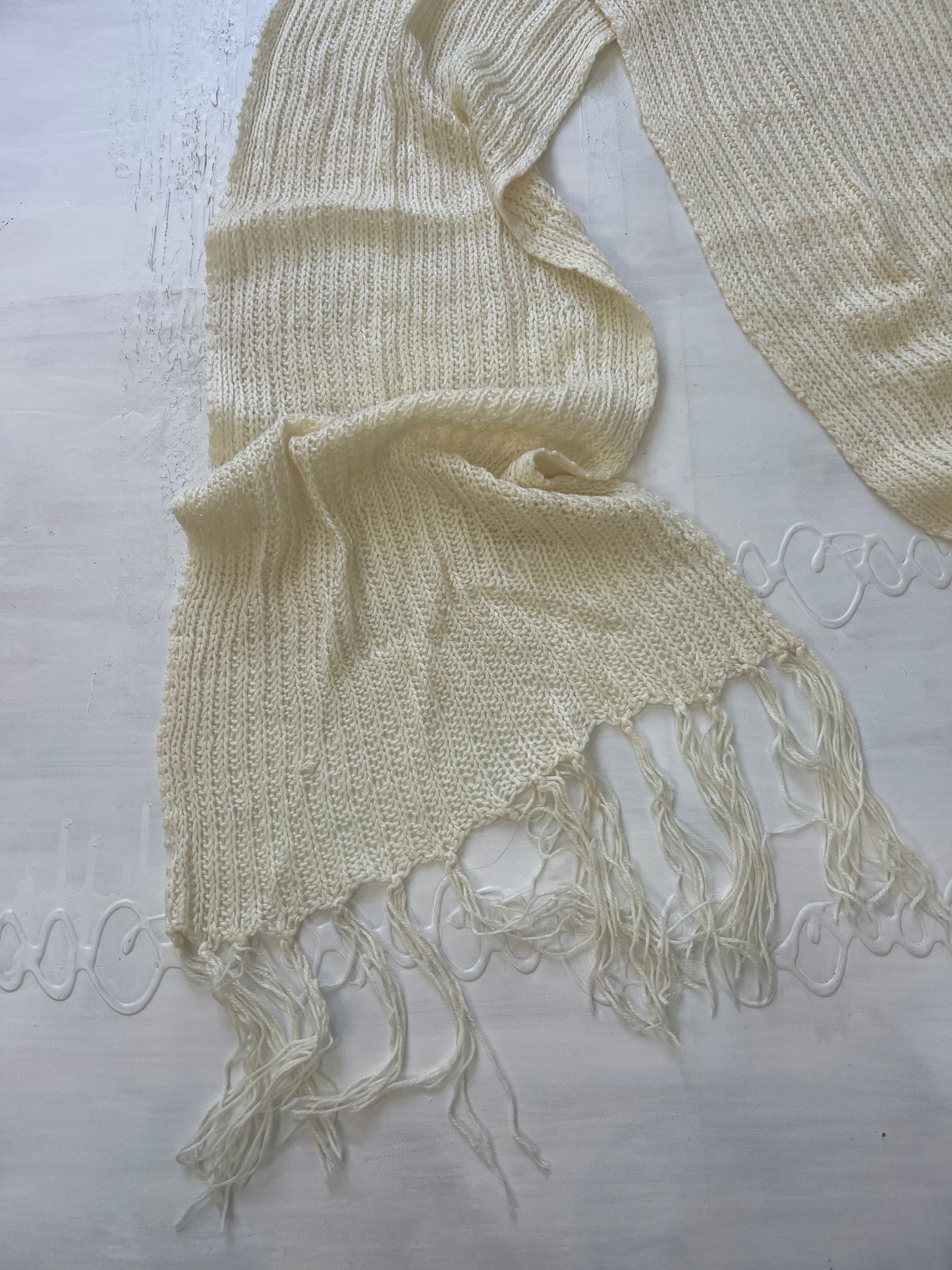 💚 COSY CLASSICS | cream knitted scarf