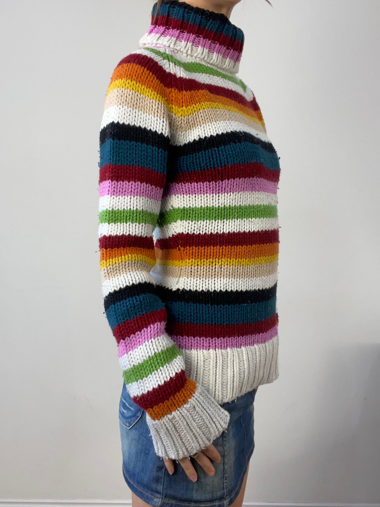 vintage edit thirteen | extra small multicoloured striped roll neck jumper