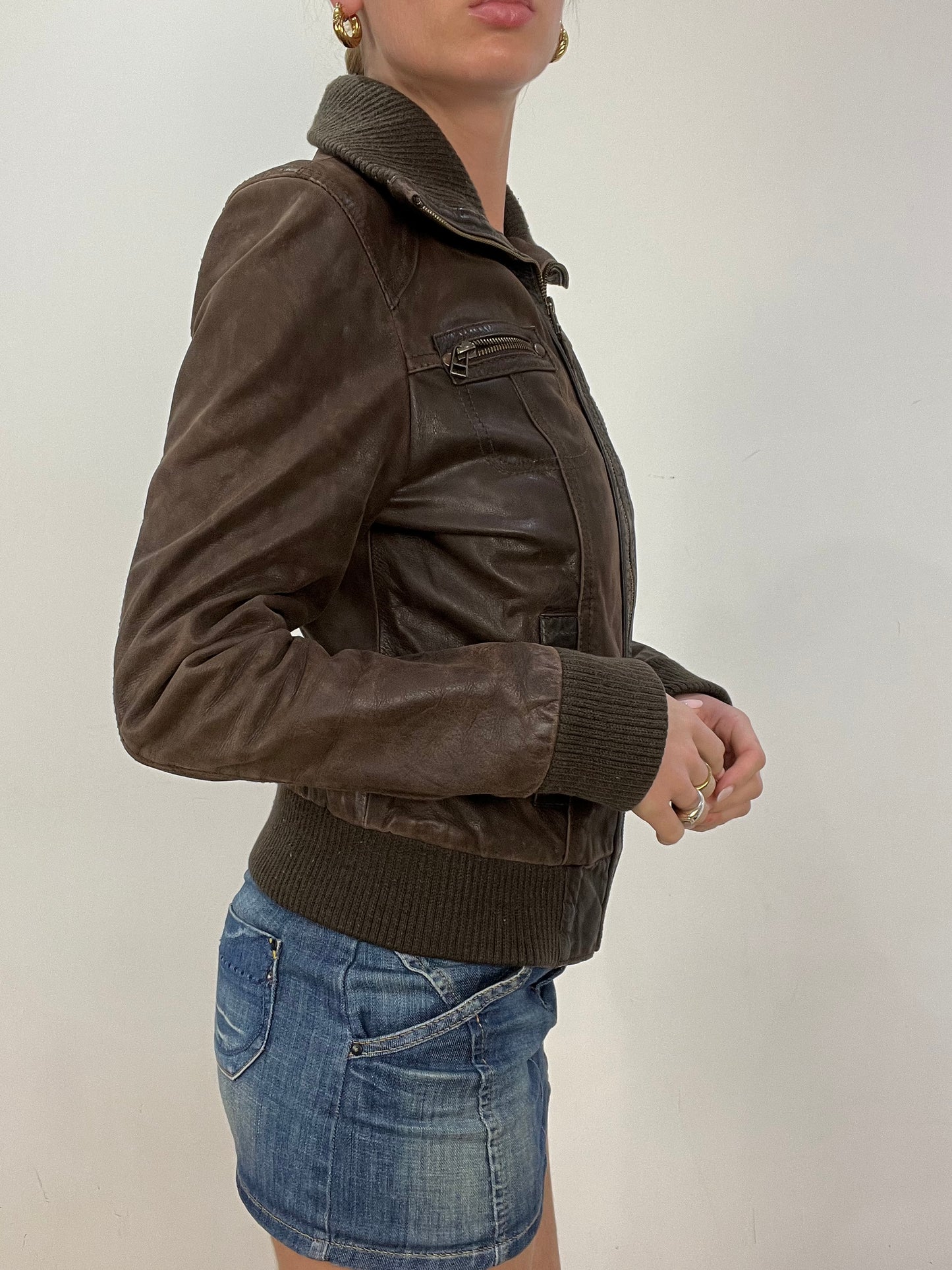 vintage edit nine | small brown pimkie faux leather jacket