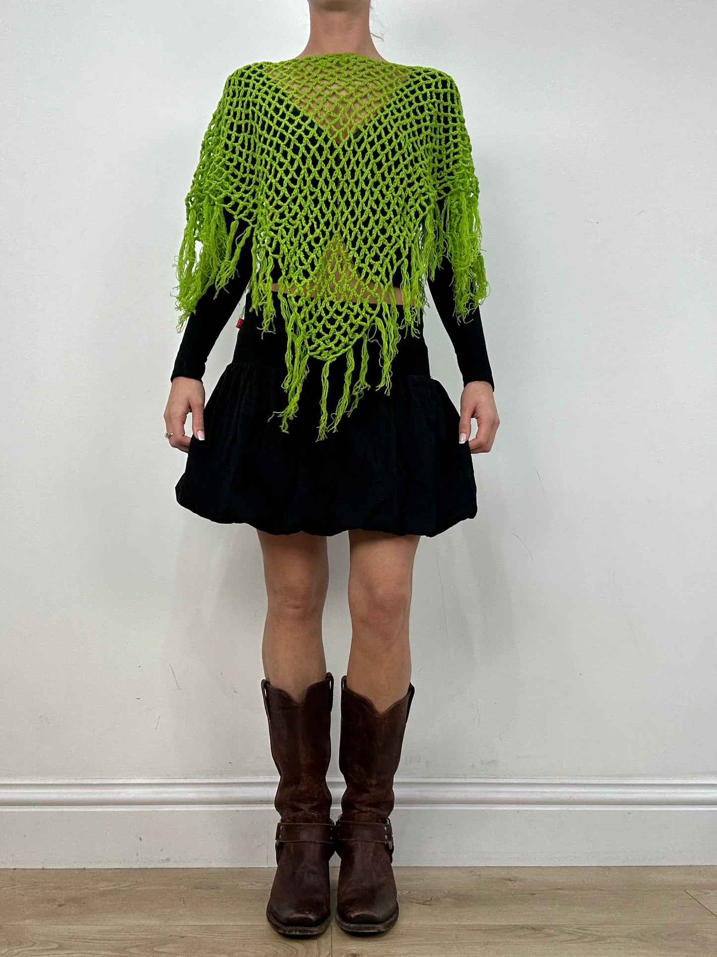 vintage edit four | green crochet poncho