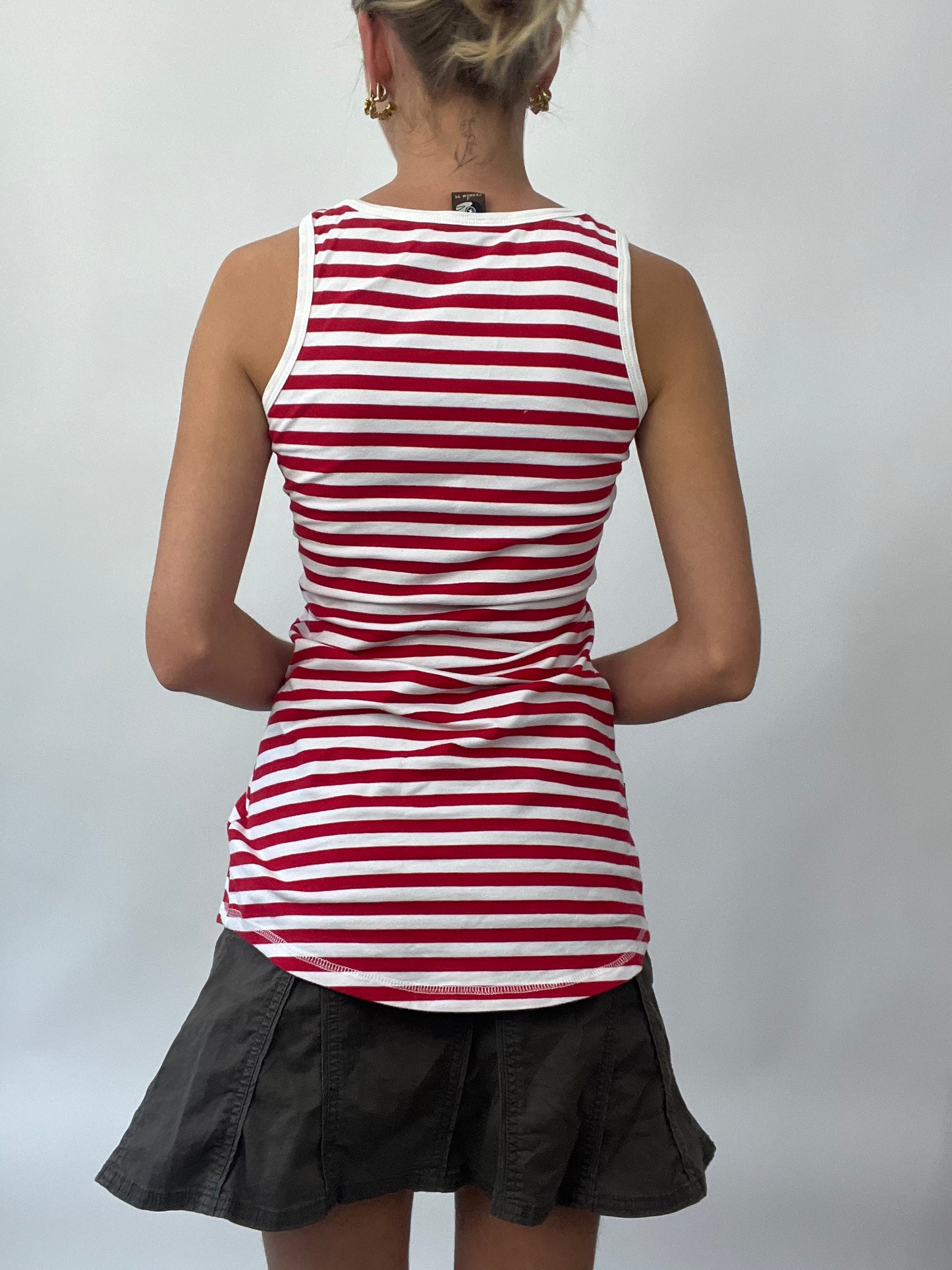 BRAT GIRL SUMMER DROP | large red striped paul frank dress / longline tank top