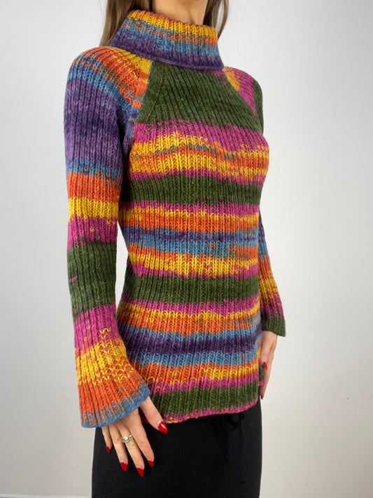 BEST PICKS | extra small striped multicolour roll neck jumper