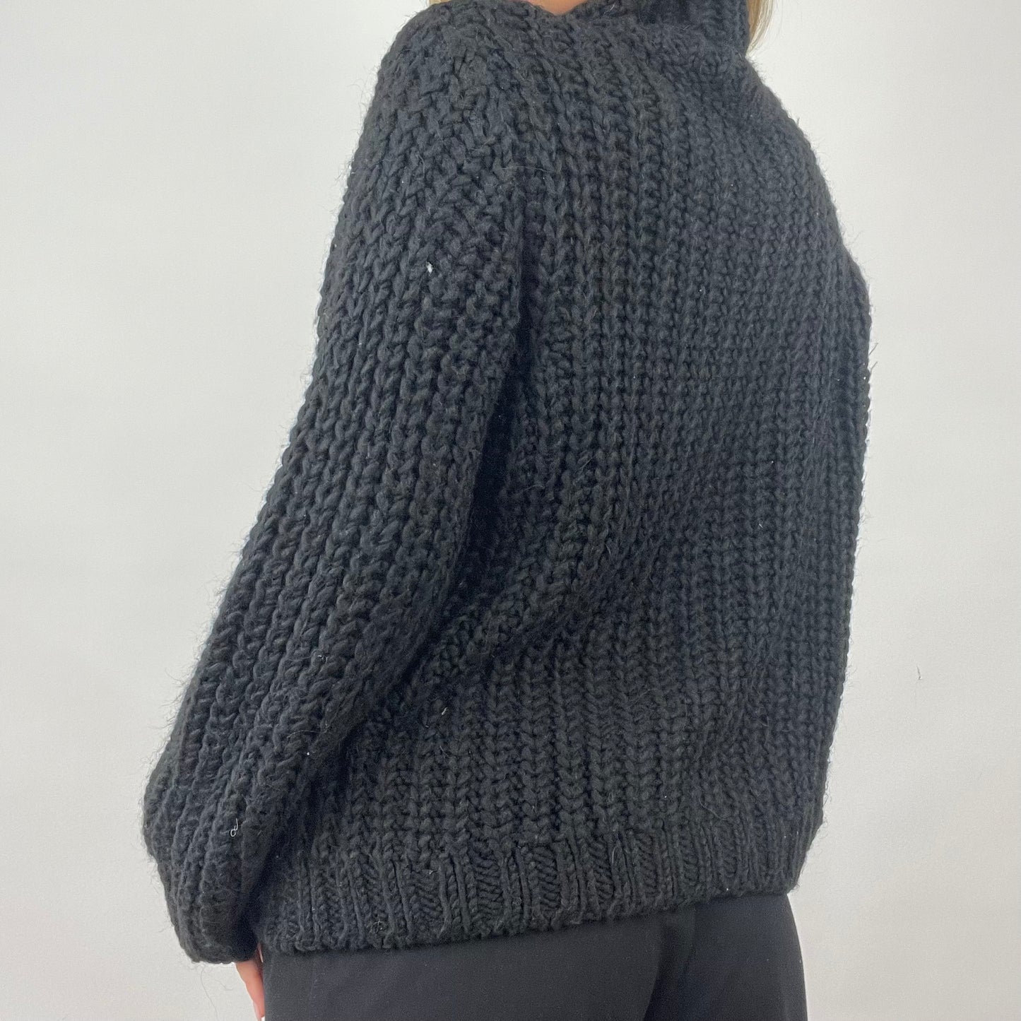 QUIET LUXURY DROP | small black chunky knit roll neck jumper