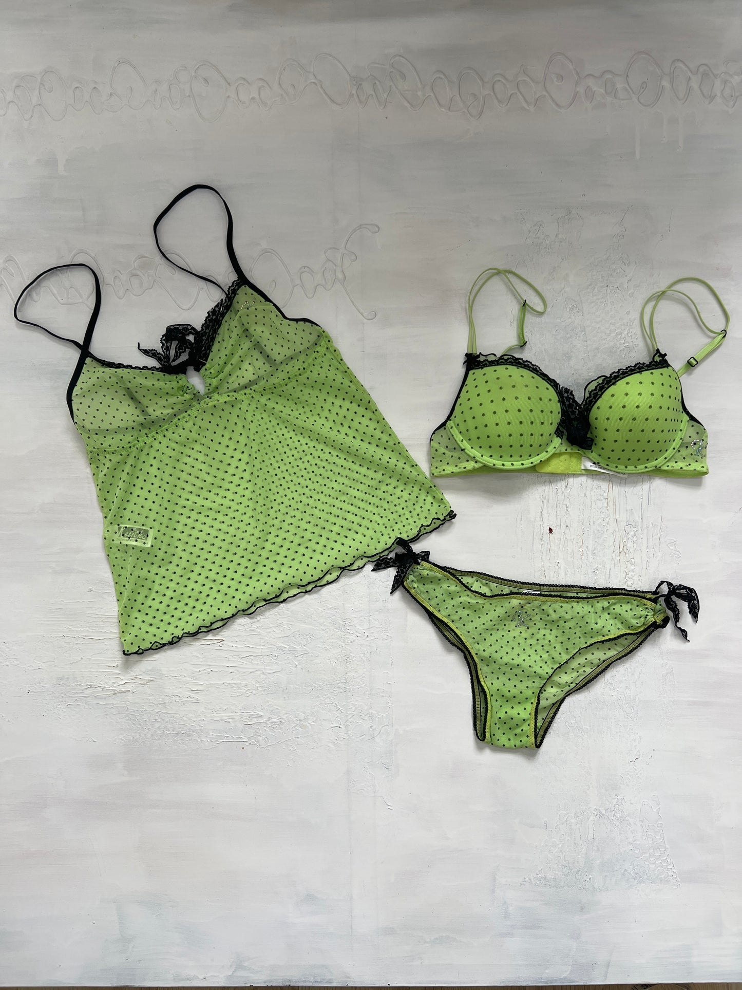 DINNER PARTY | extra small green polka dot lingerie set