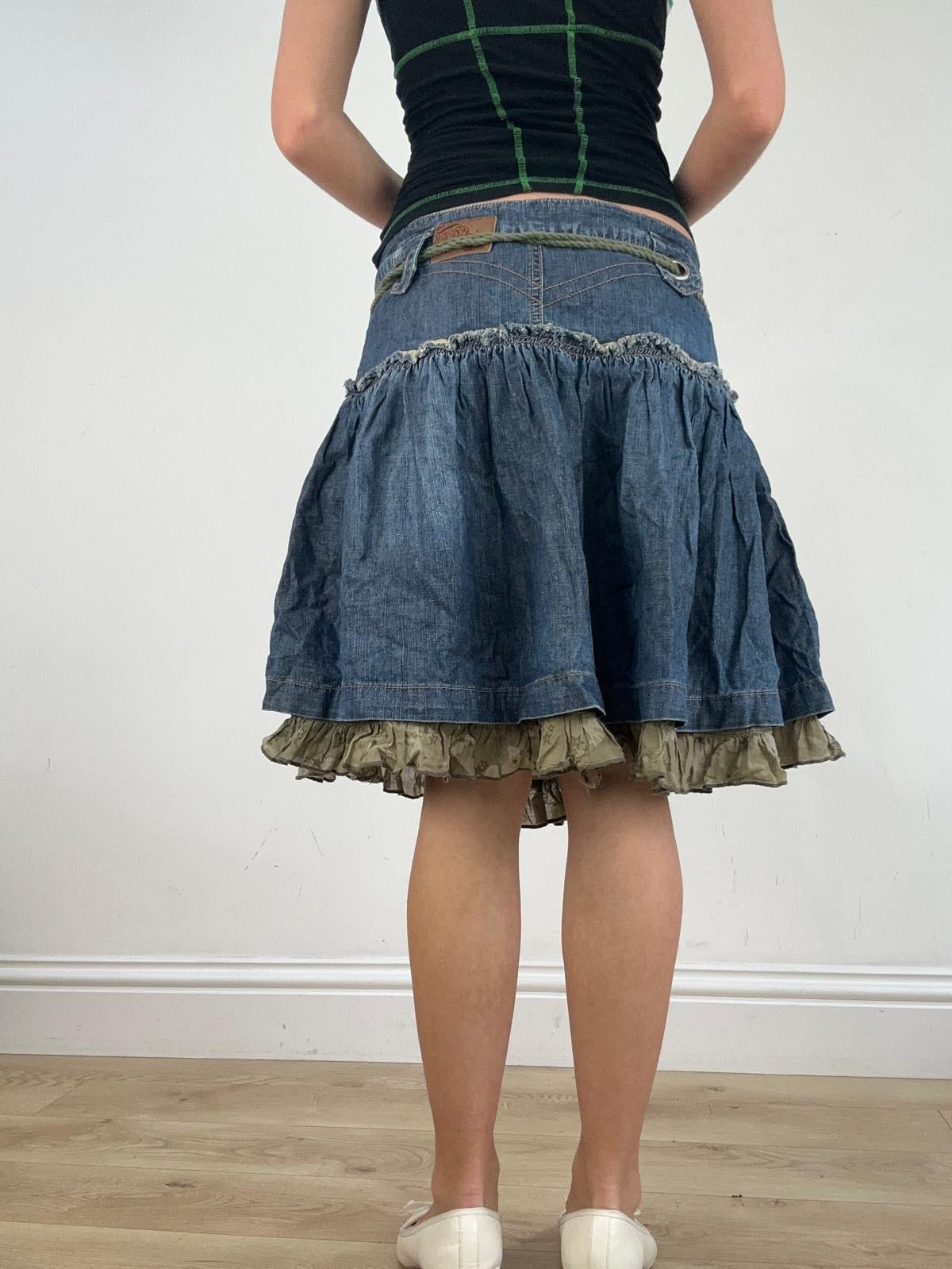 st patrick’s day | medium dark wash denim flowy skirt