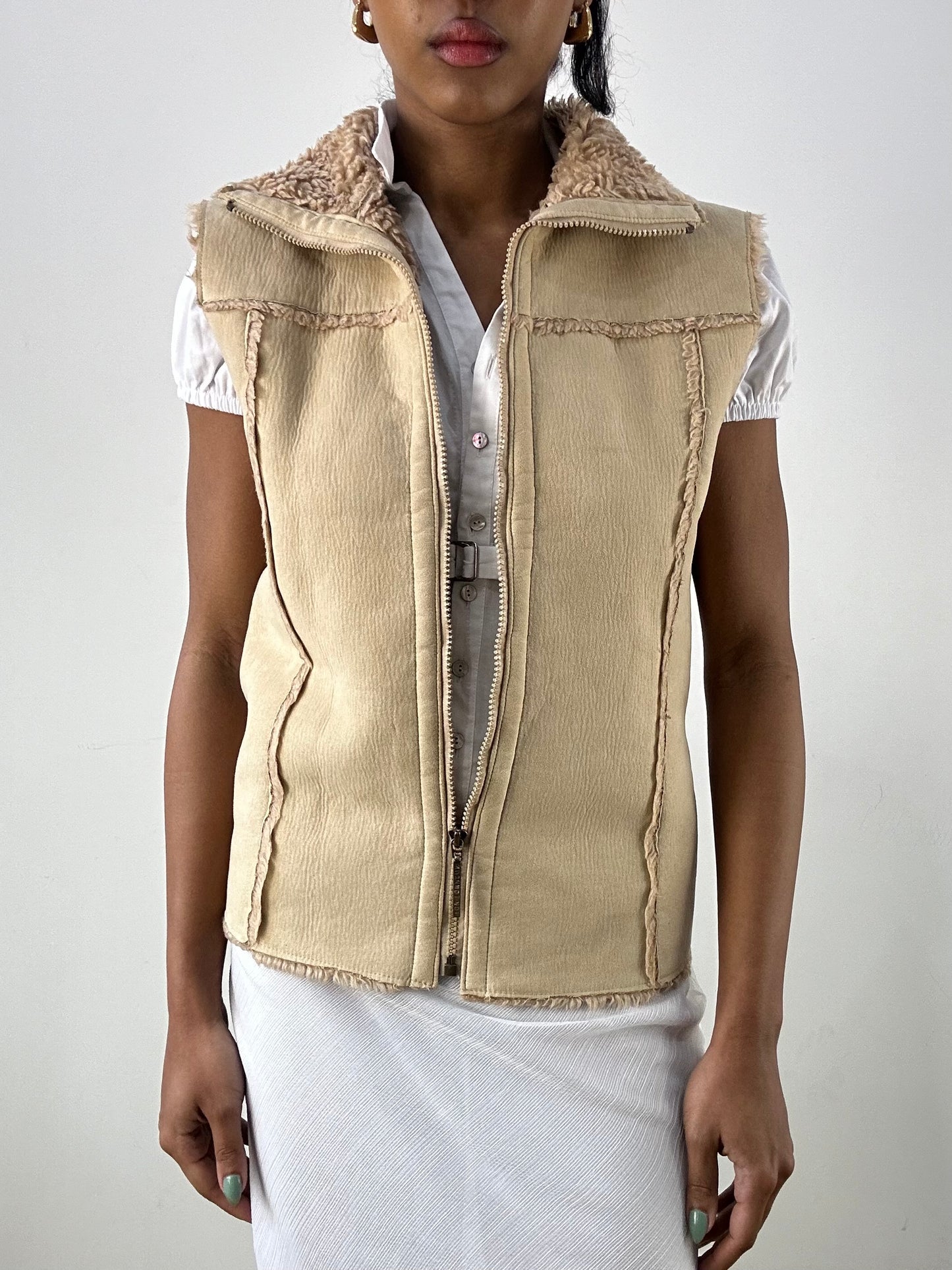 vintage edit: office siren | medium faux suede gilet