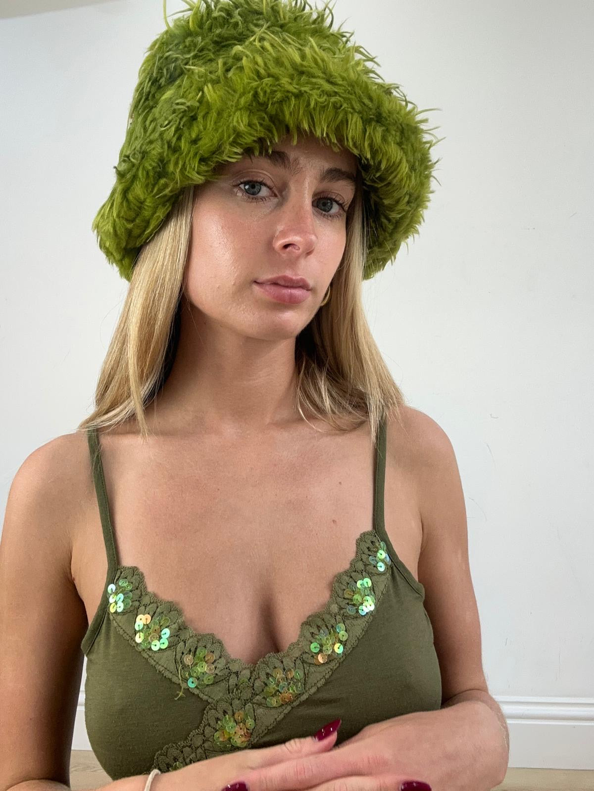 st patrick’s day | green miss sixty fluffy hat