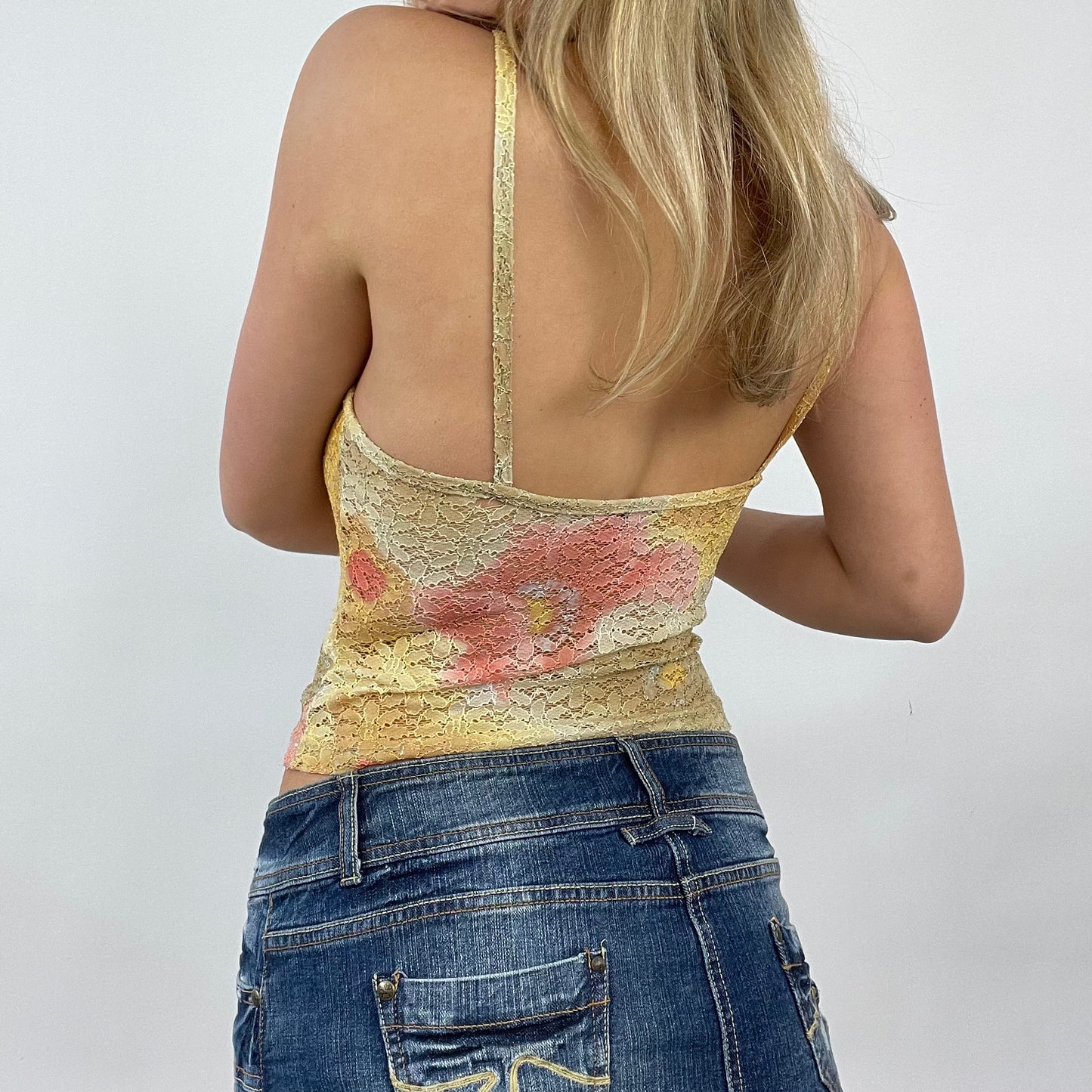 💻 GIRL CORE DROP | small yellow and pink lace floral cami