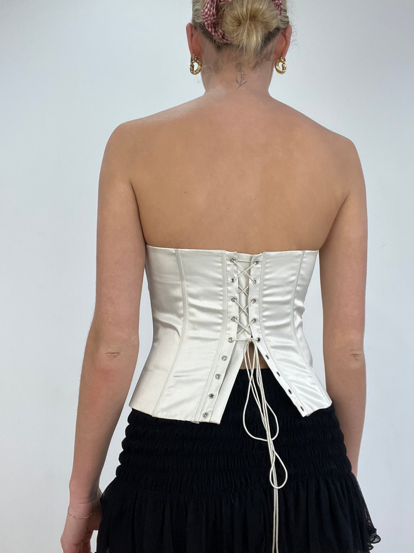 vintage edit: date night | small silver satin style h&m corset