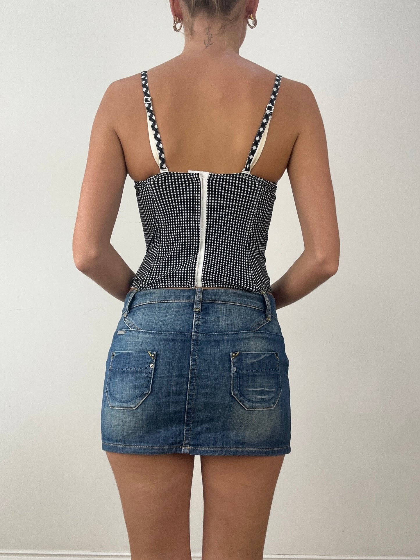 HALLOWEEN | small black and white gingham corset