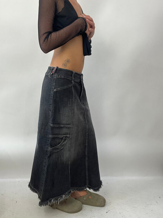 BRAT GIRL SUMMER DROP | large washed grey denim maxi skirt