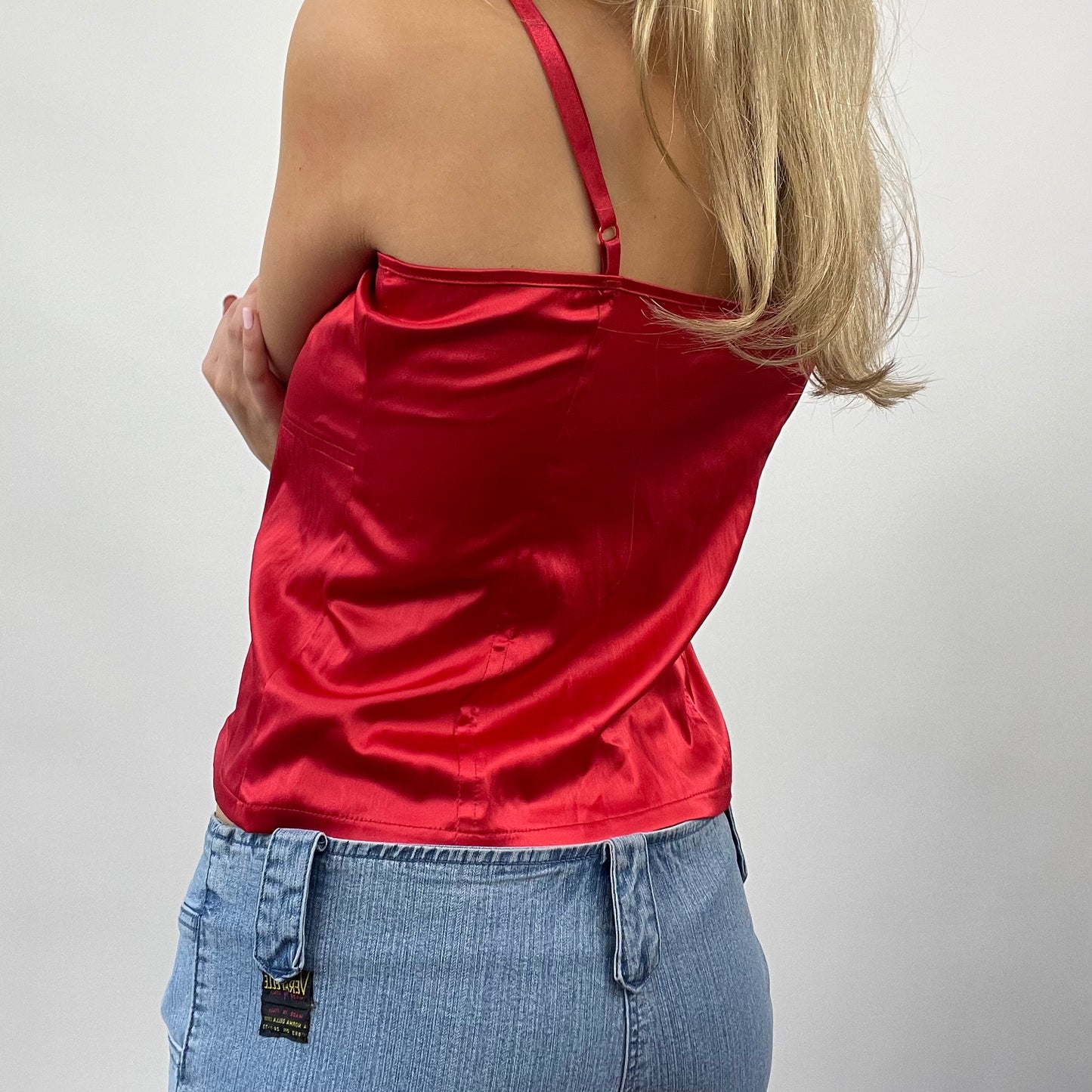 GALENTINES DAY DROP | small red silky zip up top