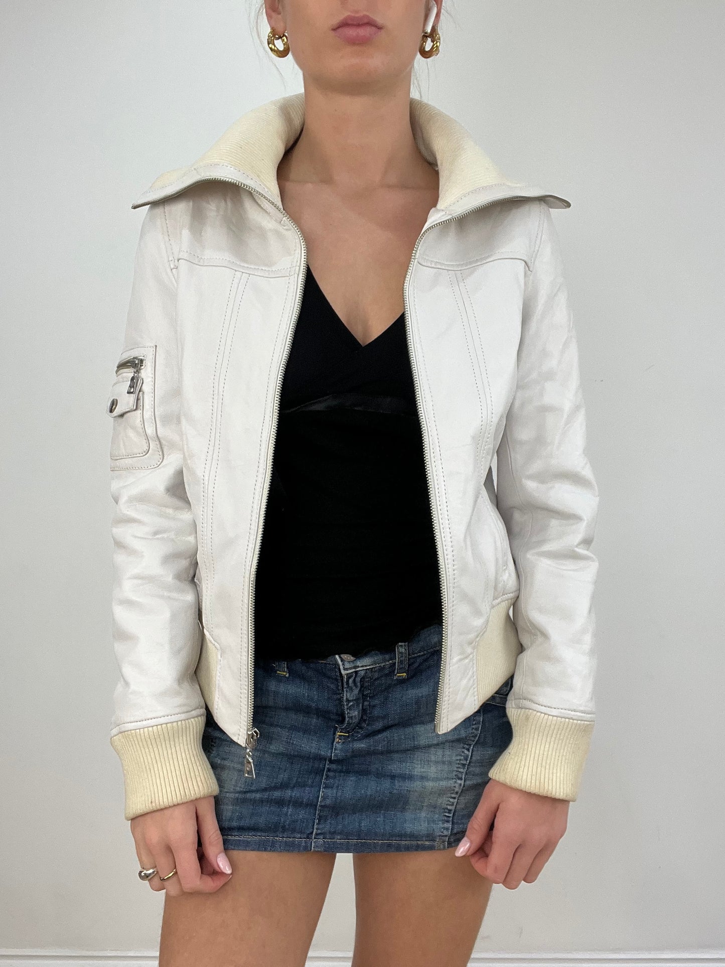 vintage edit six | medium white faux leather jacket