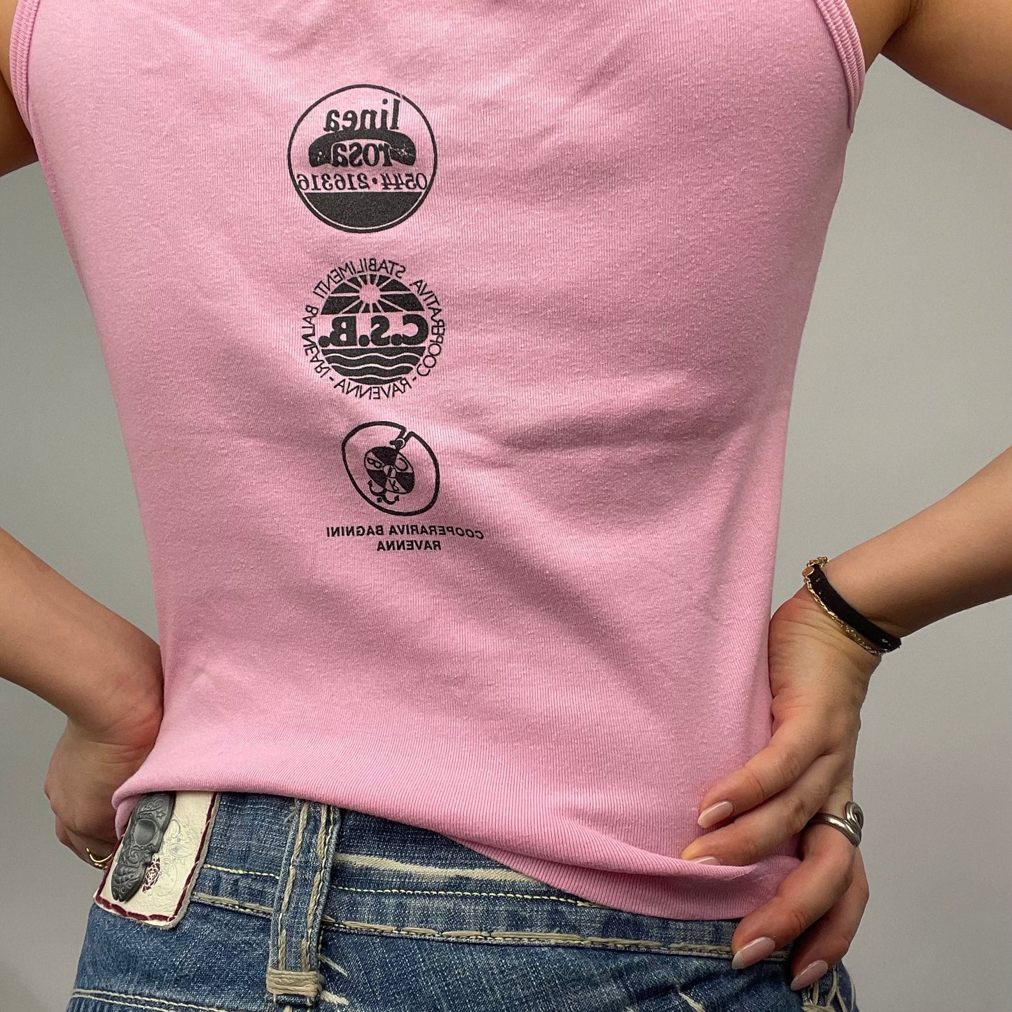 PARIS HILTON DROP | small pink “stop violence against women” graphic cami top