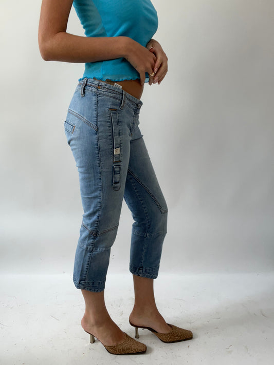 GIRLS TRIP DROP | small denim capri 3/4 length trousers