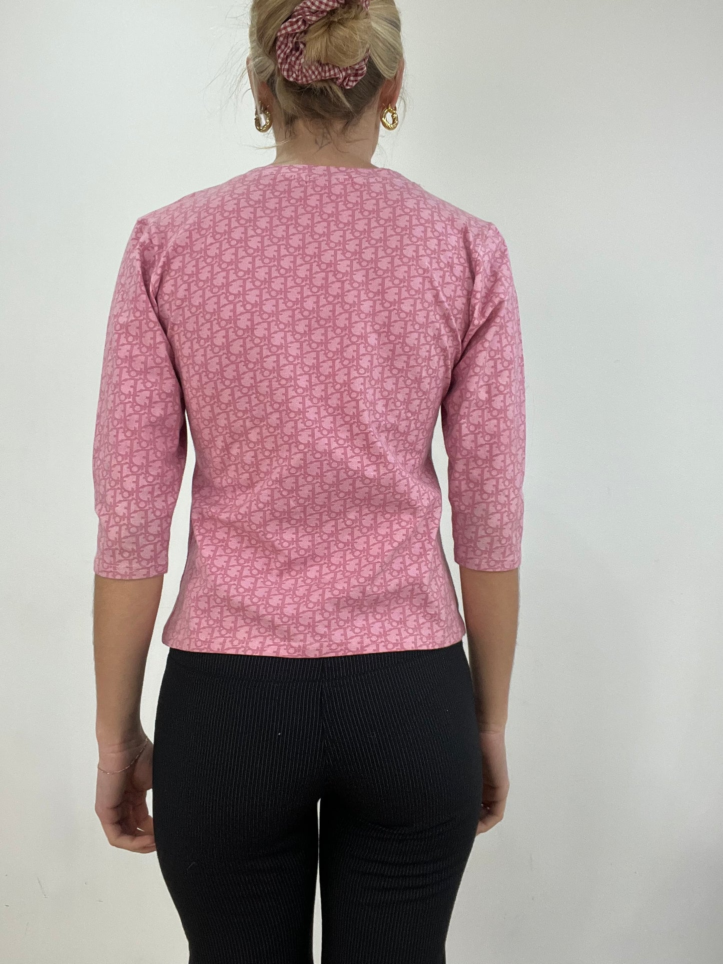 vintage edit six | medium pink christian dior monogram print top