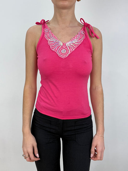 vintage edit seven | medium pink sequin cami top