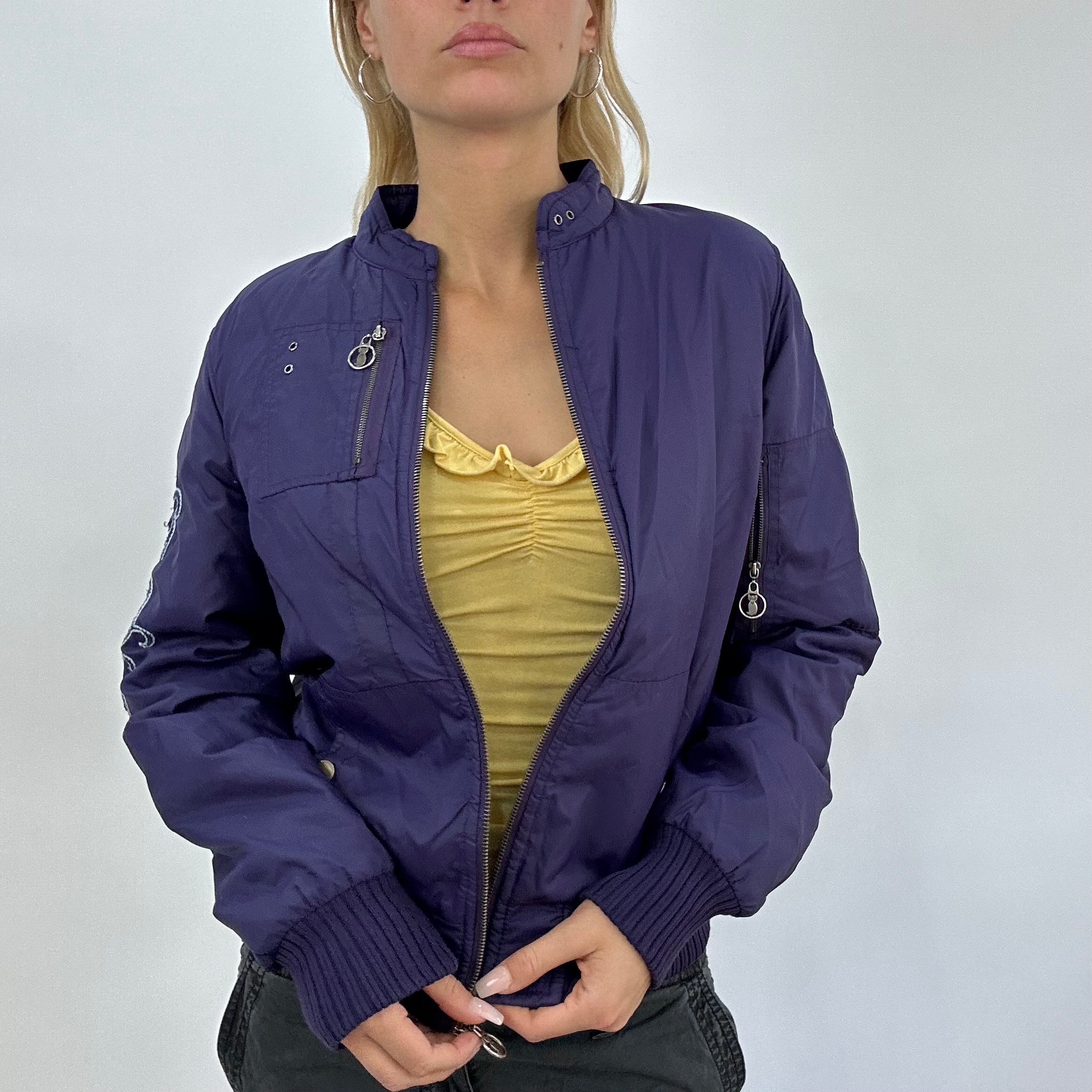 BEST PICKS XL purple bomber jacket with austar graphic remass