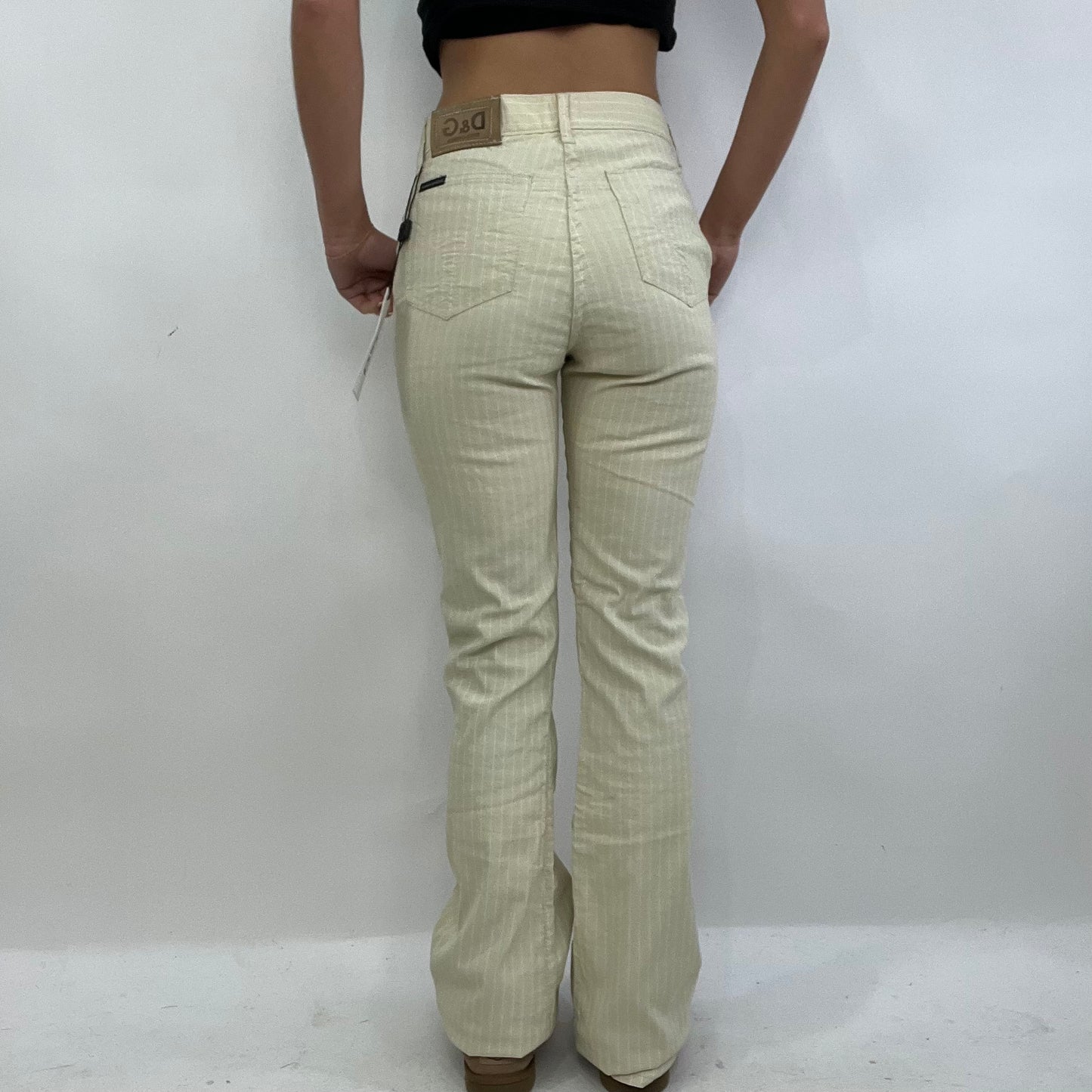 COASTAL GRANDMA DROP | XS cream dolce and gabanna d&g pinstripe trousers