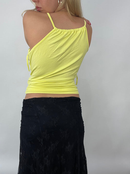 CITY BREAK DROP | small yellow wrap style top with tie straps