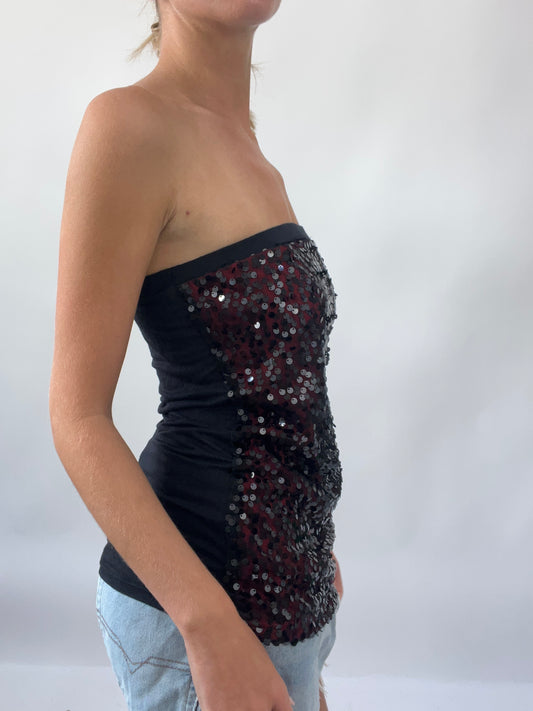 SUMMER SOLSTICE DROP | large bandeau style top with red sequins