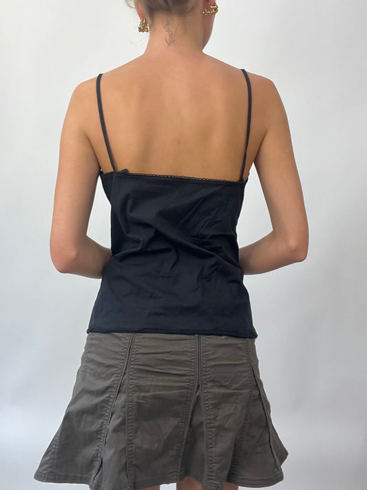 BRAT GIRL SUMMER DROP | small black cami with cinching down the middle
