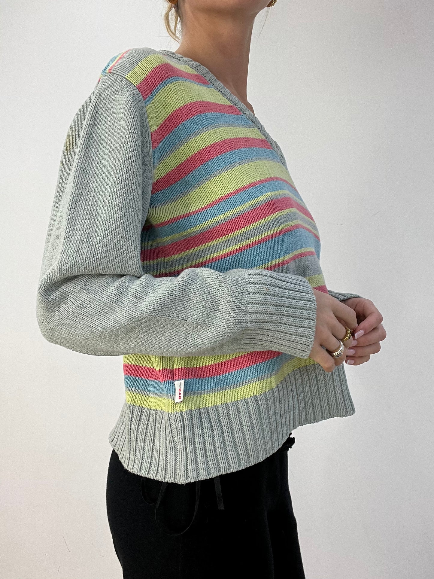 BEST PICKS | medium multicoloured striped v neck jumper