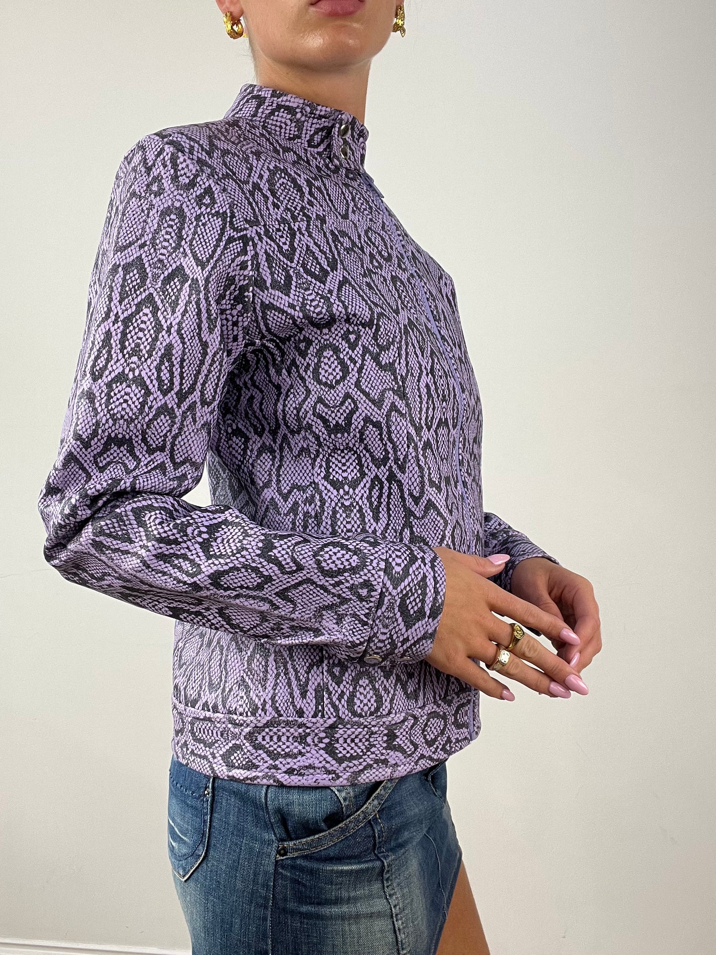 BEST PICKS | medium purple faux leather snakeskin print jacket