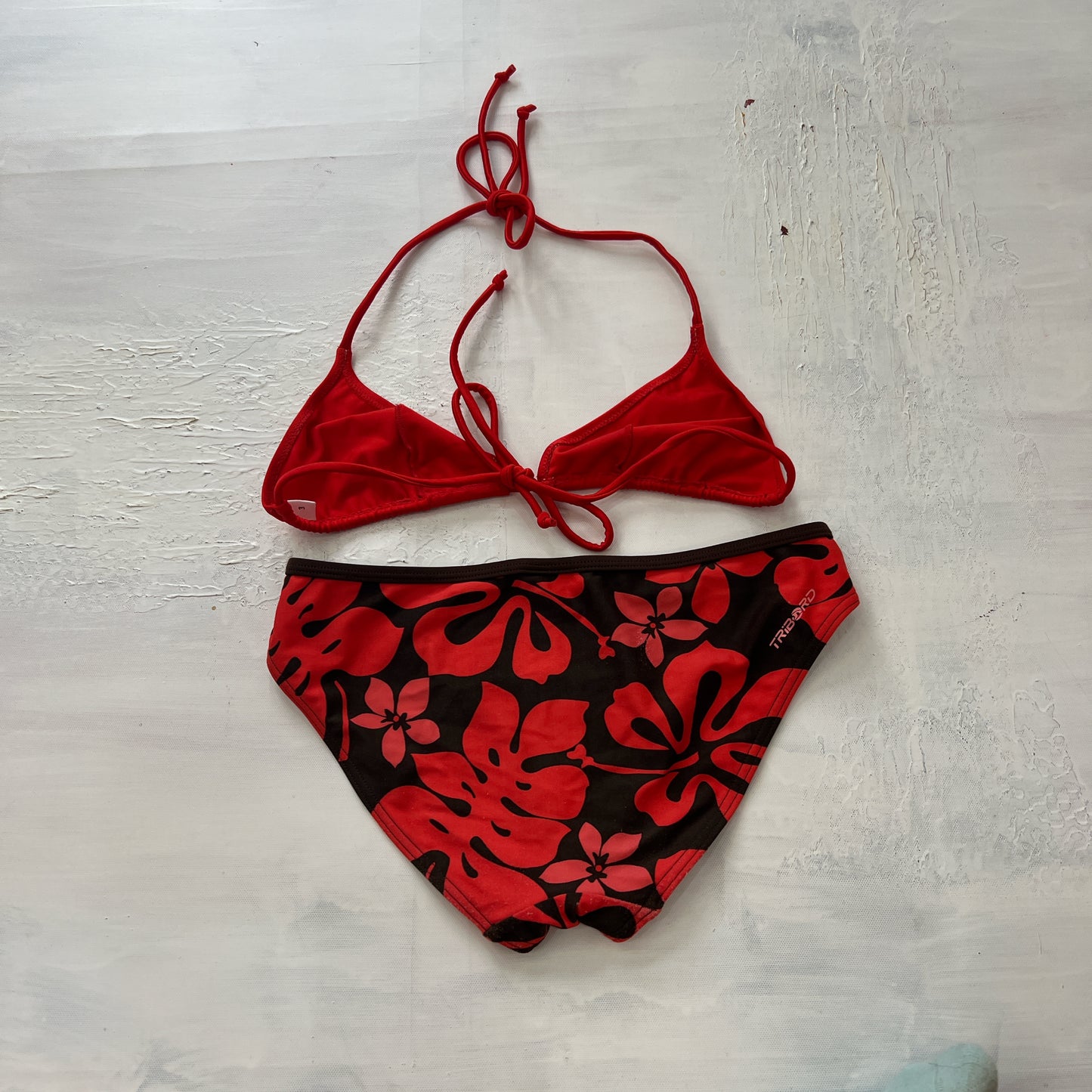 💻BOAT PARTY DROP | small red bikini set with hibiscus bottoms