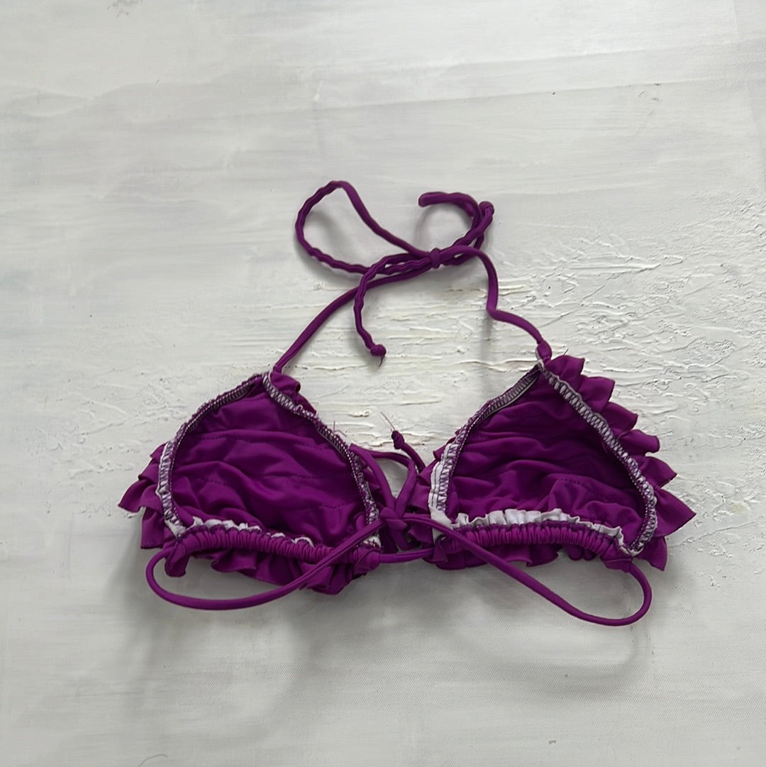 PALM BEACH DROP | small purple ruffle bikini top