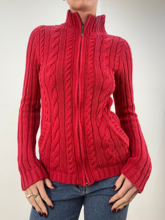 BONFIRE NIGHT | medium red tommy hilfiger cable knit zip up