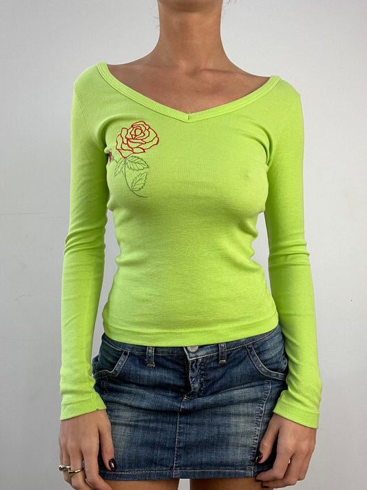 GILMORE GIRLS | small green scoop neck long sleeve top