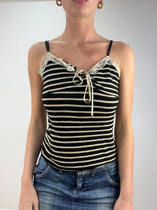 vintage edit nine: part two | small black and white striped cami