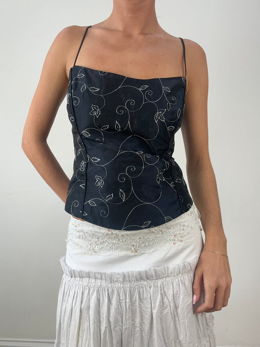 HALLOWEEN | medium navy and silver corset