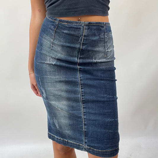 FRESHERS FITS DROP | small dark denim midi skirt