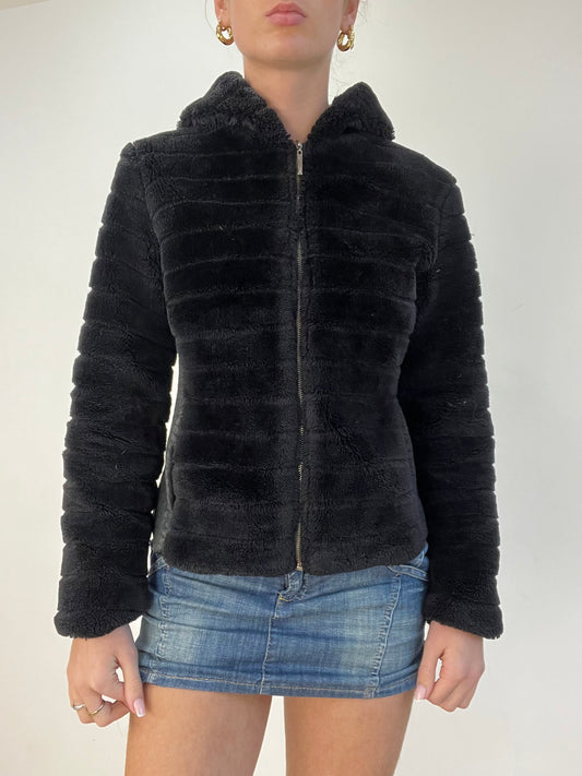 BEST PICKS | small black faux fur zip up jacket