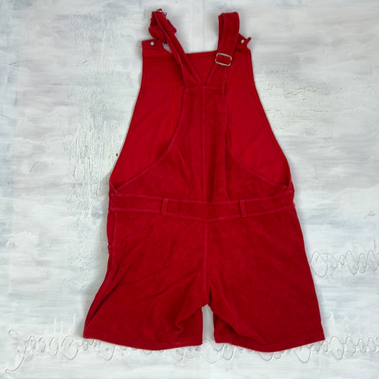 TAYLOR SWIFT DROP | large red dungaree jumpsuit with towelling material