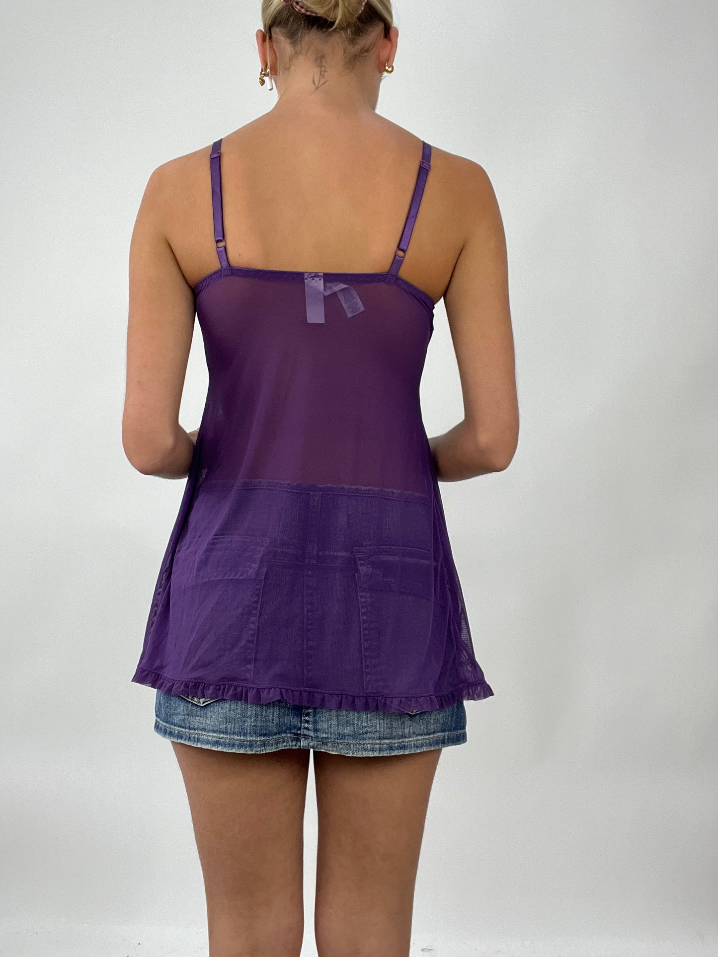 TAYLOR SWIFT DROP | small purple corset style top with ribbon tie and sequins