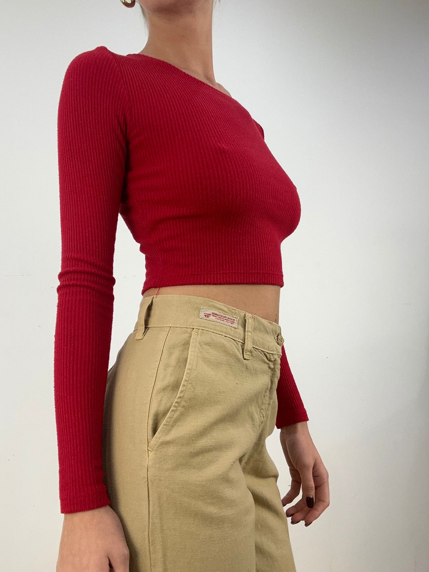 BONFIRE NIGHT | small red ribbed long sleeved top