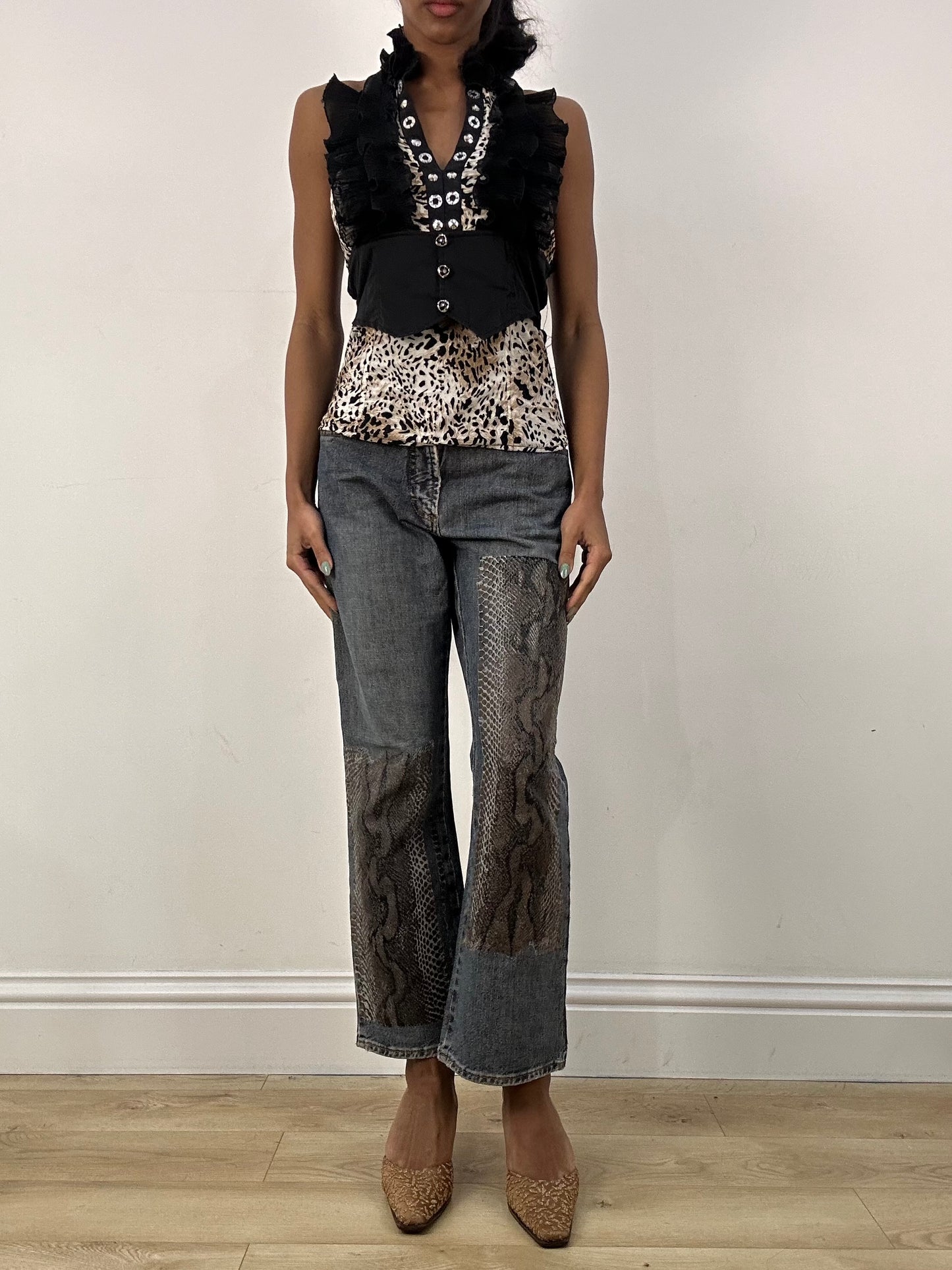 MOB WIFE DROP | small just cavalli jeans with snakeskin pattern