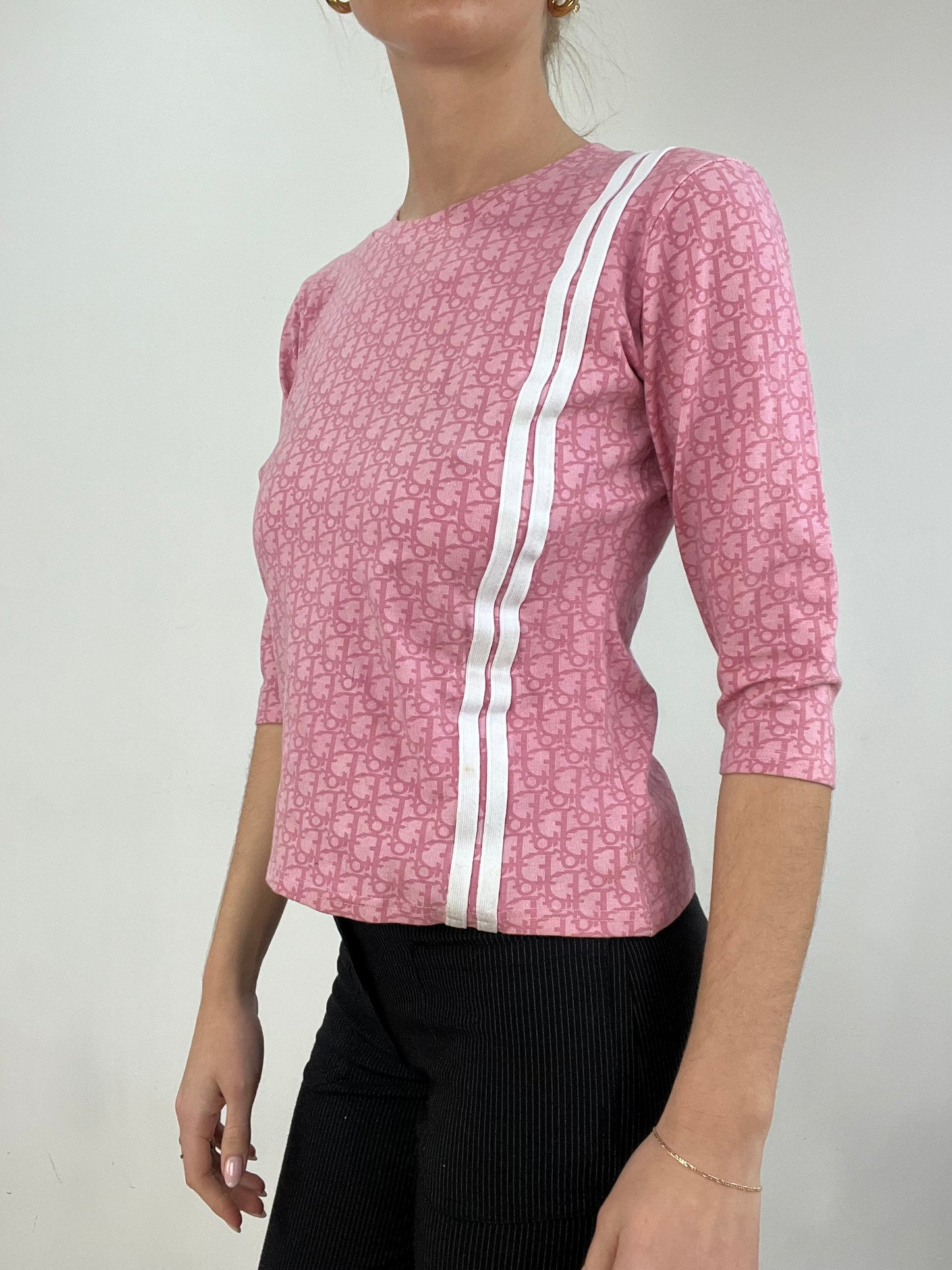 vintage edit six | medium pink christian dior monogram print top