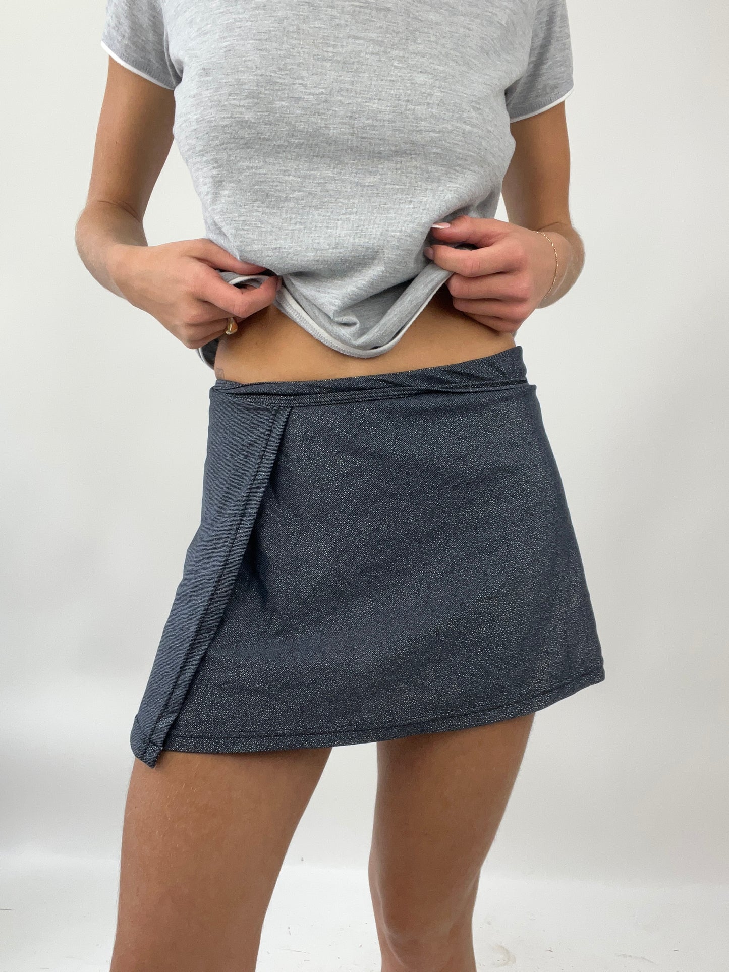 EUROS DROP | medium grey wrap skirt with glitter