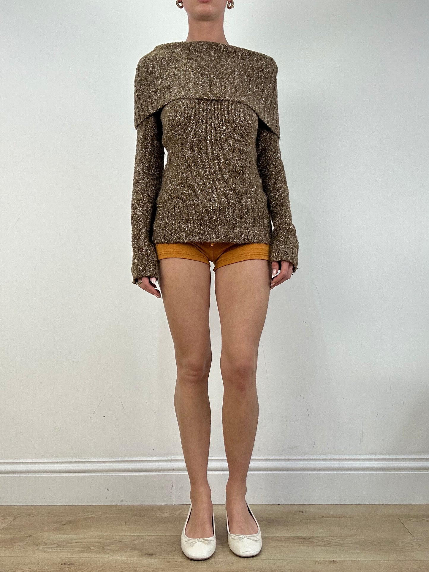 vintage edit nine: part two | small brown off the shoulder knitted jumper