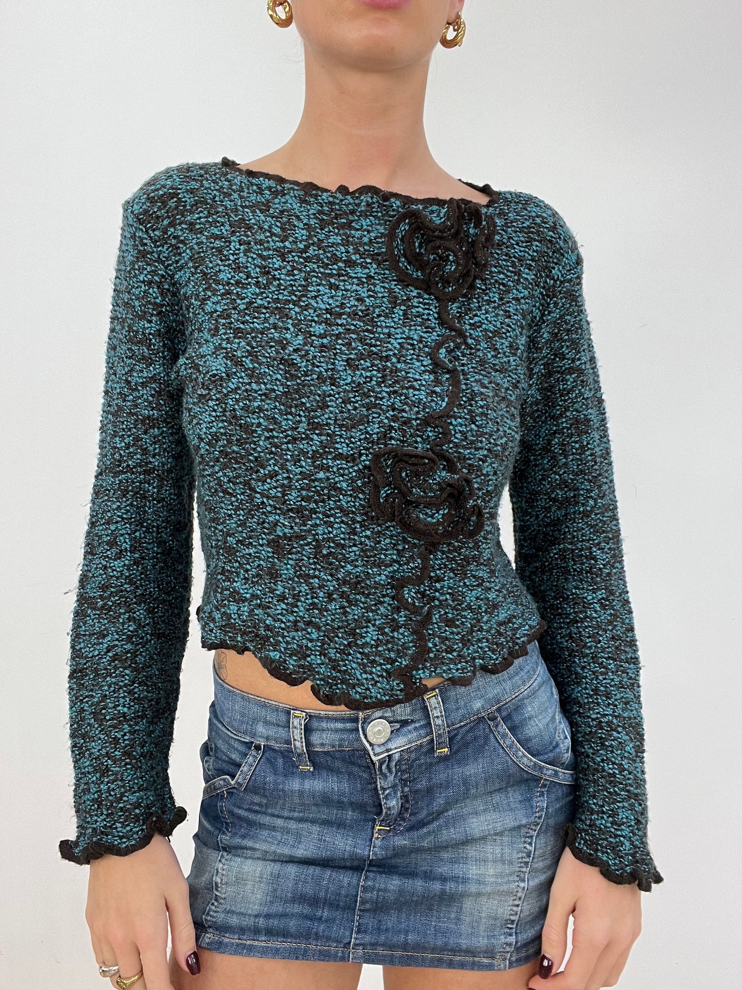 vintage edit two | small blue and brown knitted jumper